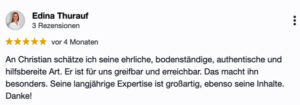 5-Sterne Google-Rezension von Edina Thurauf