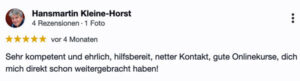 5-Sterne Google-Rezension von Hansmartin Kleine-Horst