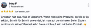 5-Sterne Google-Rezension von Irina Fürstenau
