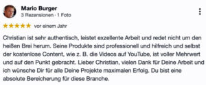 5-Sterne Google-Rezension von Mario Burger