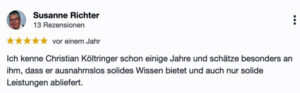 5-Sterne Google-Rezension von Susanne Richter