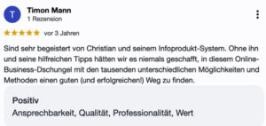 5-Sterne Google-Rezension von Timon Mann