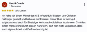 5-Sterne Google-Rezension von Uschi Cvach